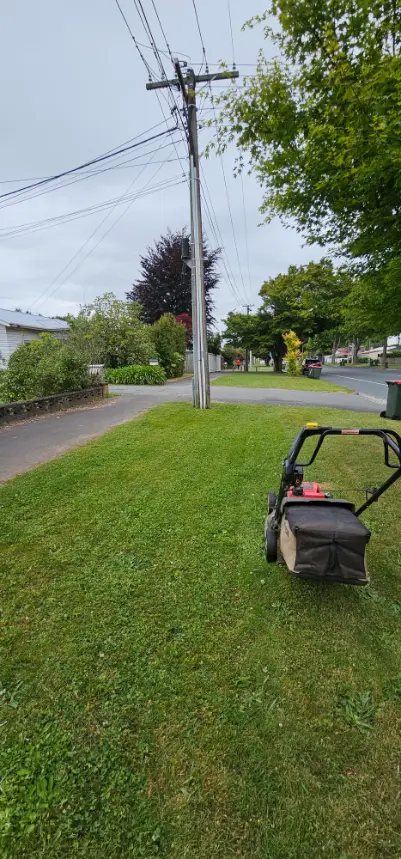 Lawnmower on residential street